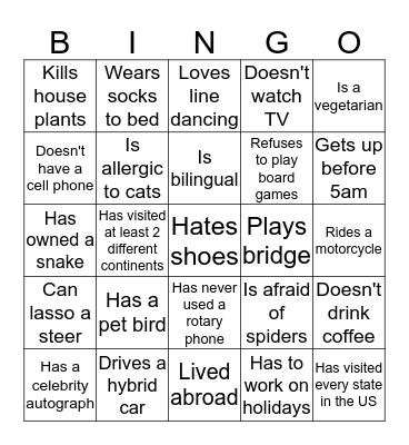 INTERSECTION BINGO Card