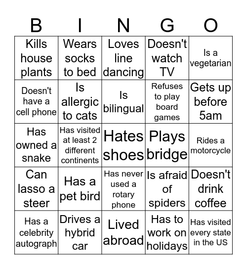 INTERSECTION BINGO Card