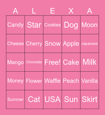 Alexa02giggly Bingo Card
