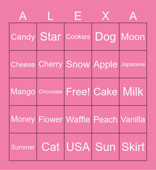 Alexa02giggly Bingo Card
