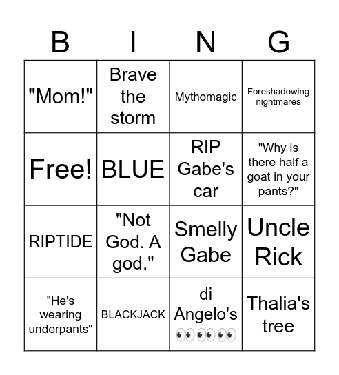 PJO Episode 1 Bingo Card