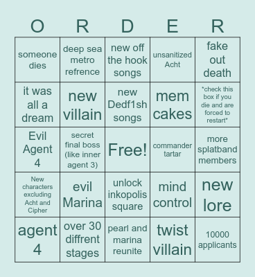 Side order BINGO Card