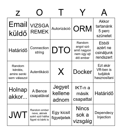 Farkas Bingo Card