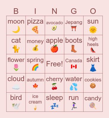 Bella's Card Bingo Card