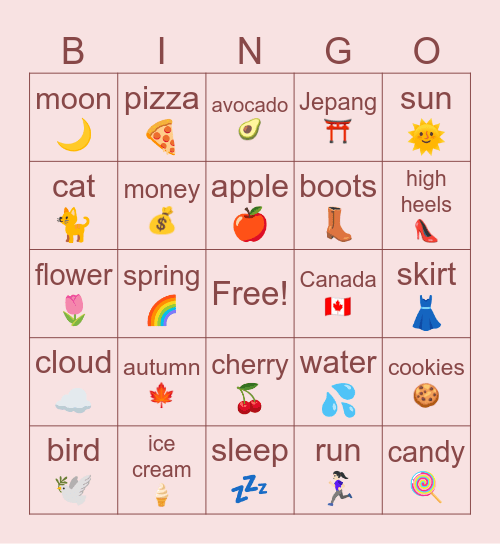 Bella's Card Bingo Card