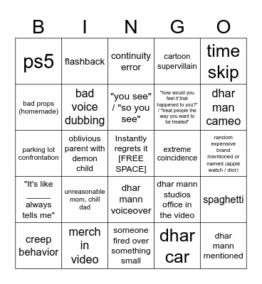 Dhar Mann Bingo v3 Bingo Card