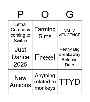 Nintendo Direct Partner Showcase 2024 Bingo Card