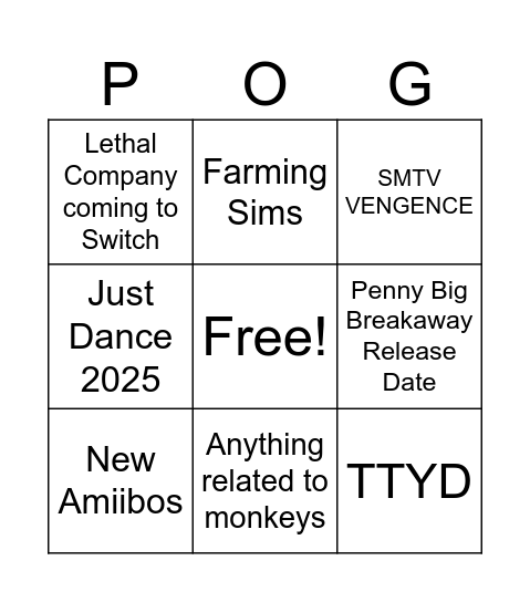 Nintendo Direct Partner Showcase 2024 Bingo Card