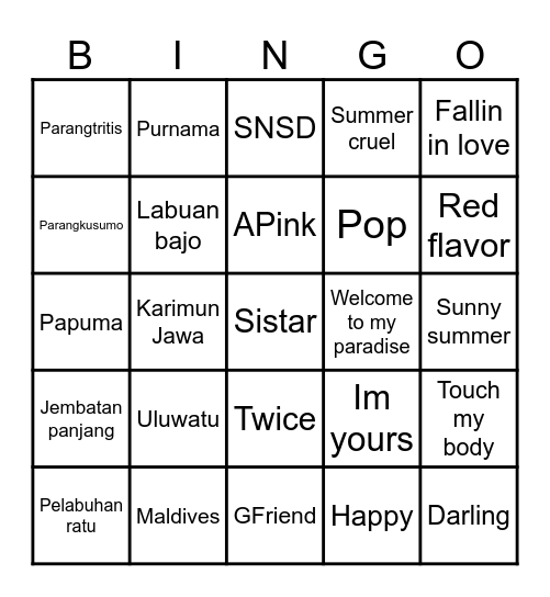 JEOVAN Bingo Card
