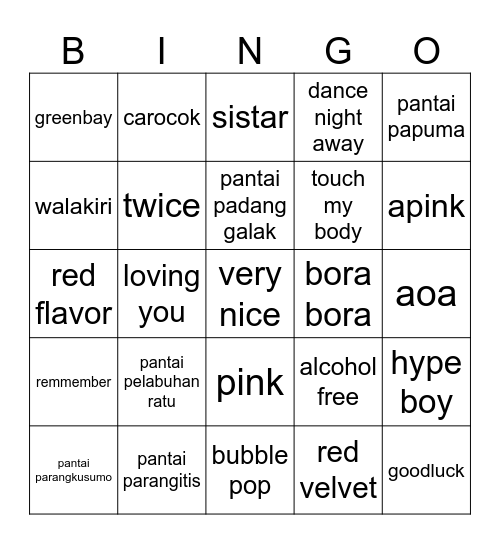 yesamine bingo Card