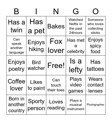 Find someone who: Bingo Card