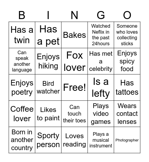 Find someone who: Bingo Card