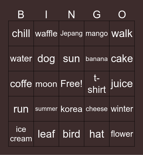 Drew's Bingo Card