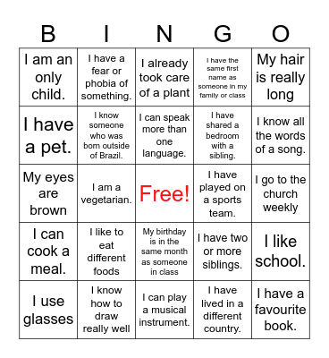 Diversity Bingo Card