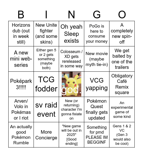 Pokémon Presentsssss Bingo Card