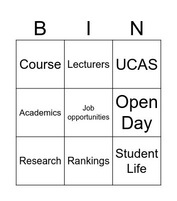 Uni Research Bingo Card