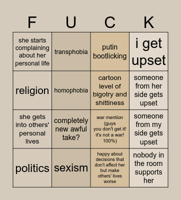 going to meet the relative Bingo Card