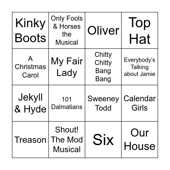 United Singdom Bingo Card