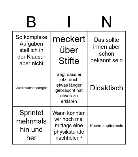 Kammerer Bingo Card