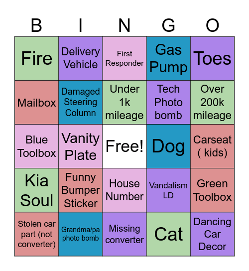 Team Evans BINGO Card