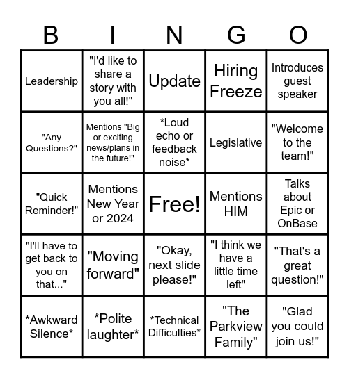 IS Meeting Bingo! Bingo Card