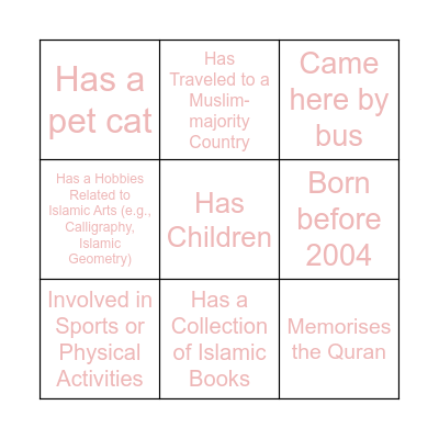 HS HUMAN BINGO Card