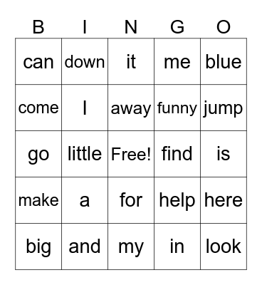 site words Bingo Card