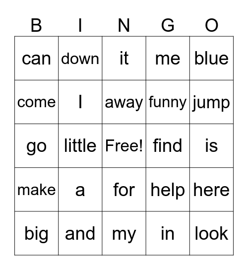 site words Bingo Card