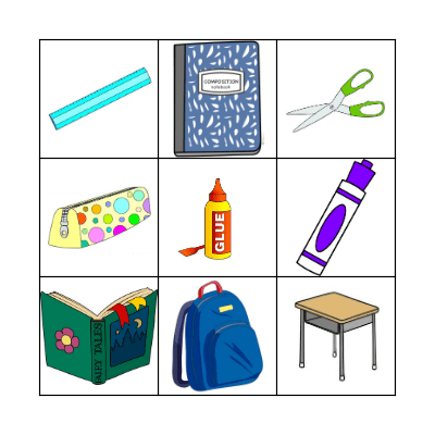 school supplies Bingo Card