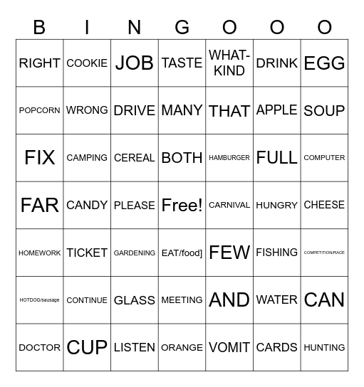 MS ASL Bingo Card