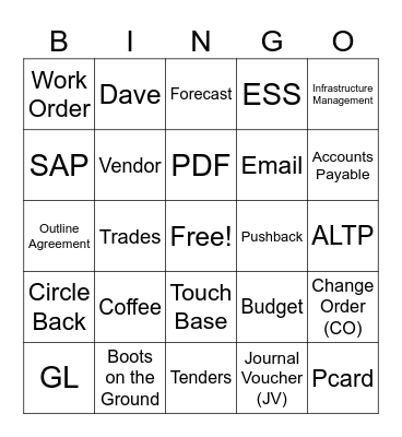 Business Services Bingo Card