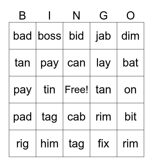 SONDAY BINGO Card
