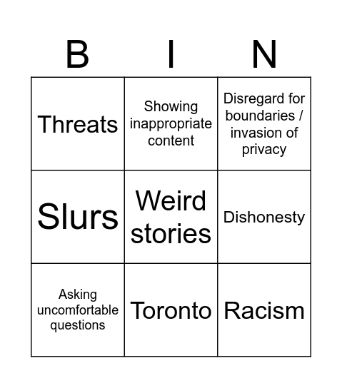 Bus-ride bingo Card