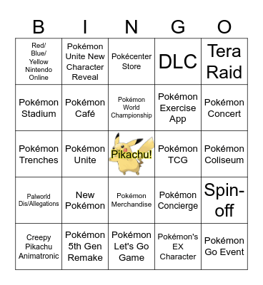 Pokemon Presents Naddles Bingo Card