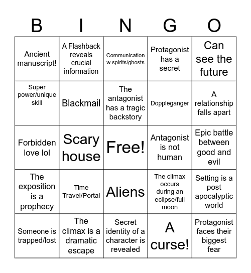 SHORT STORY BINGO! Bingo Card