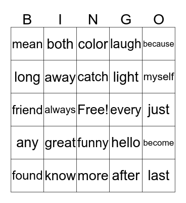 1B A-M BINGO Card