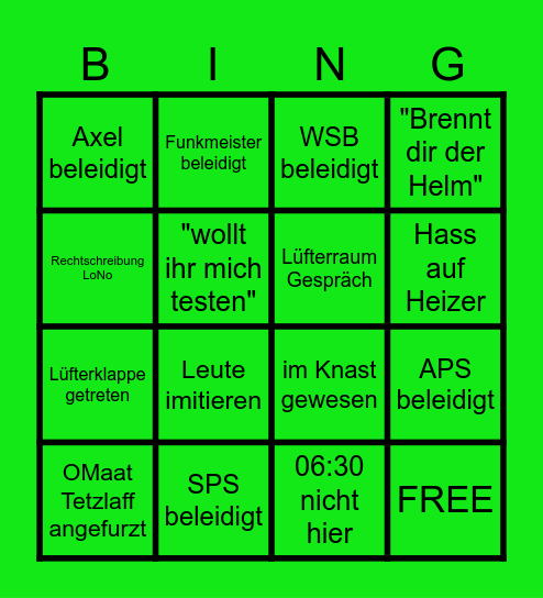 Radarmeister Bingo Card