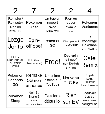 Pokémon Presents 27.2.24 Bingo Card