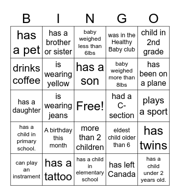 Nobody's Perfect Bingo Card
