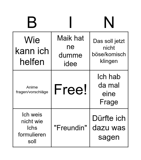 Maik Bingo Card