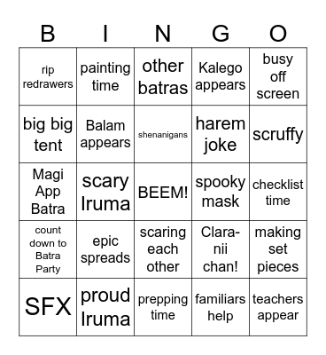 Batra Bingo Card