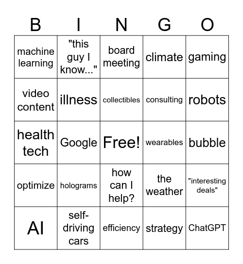 Partner Bingo Card