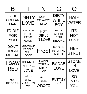 #2-ROCK HITS Bingo Card