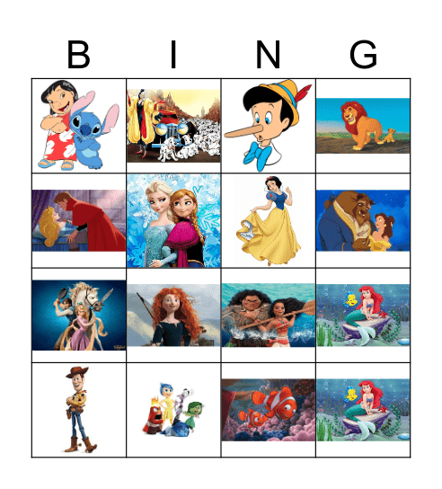 Disney Movie Bingo Card