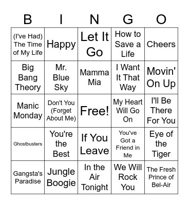 Songs from TV & Movies #3 Bingo Card