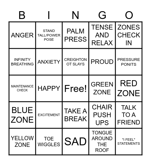 CAMP EMOTION BINGO Card