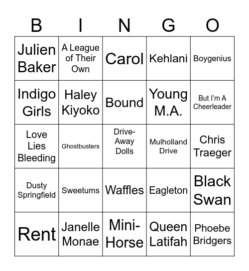 The Office, Movie Soundtracks, & Stop Motion Bingo Card