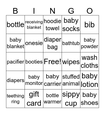 Baby Bingo Card