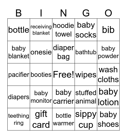 Baby Bingo Card