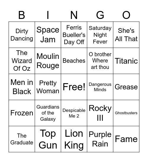 MOVIE NAMES Bingo Card